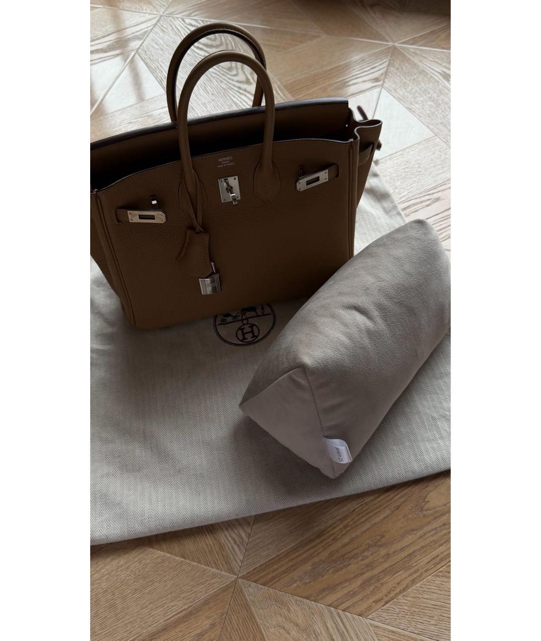 HERMES Бежевая кожаная сумка с короткими ручками, фото 8