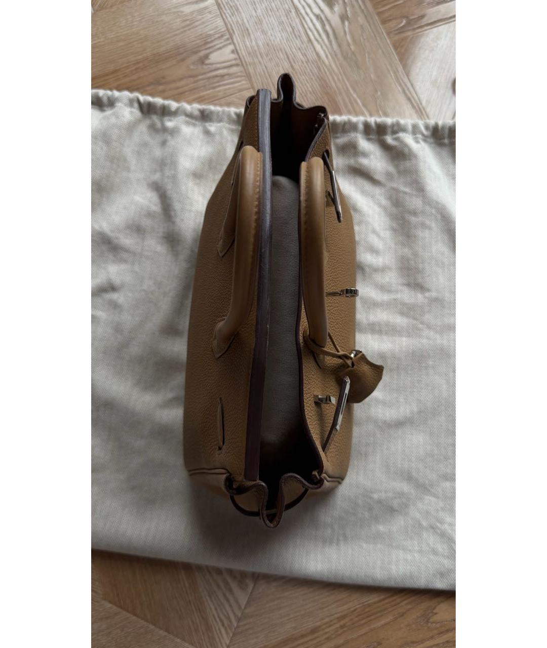 HERMES Бежевая кожаная сумка с короткими ручками, фото 7