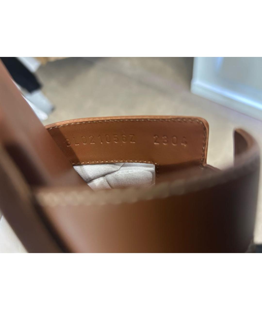 HERMES Коричневые кожаные шлепанцы, фото 7