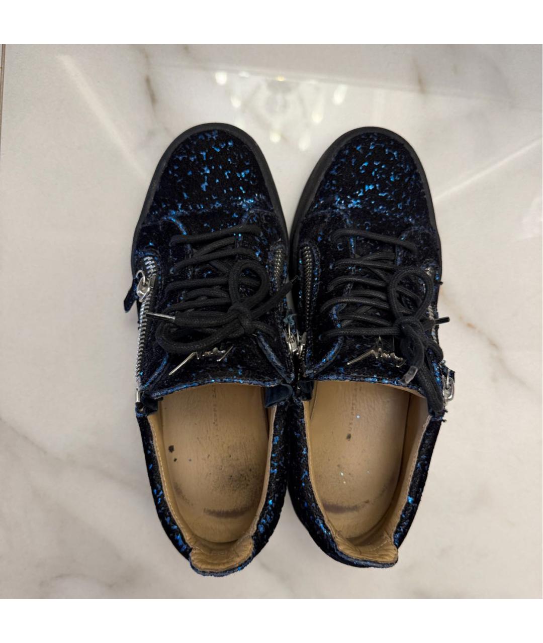 GIUSEPPE ZANOTTI DESIGN Черные бархатные кеды, фото 3