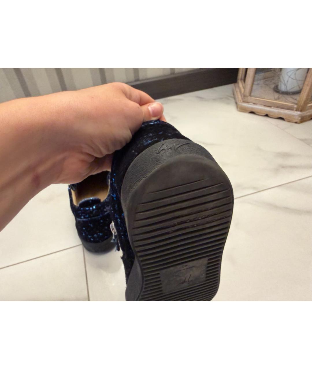 GIUSEPPE ZANOTTI DESIGN Черные бархатные кеды, фото 5