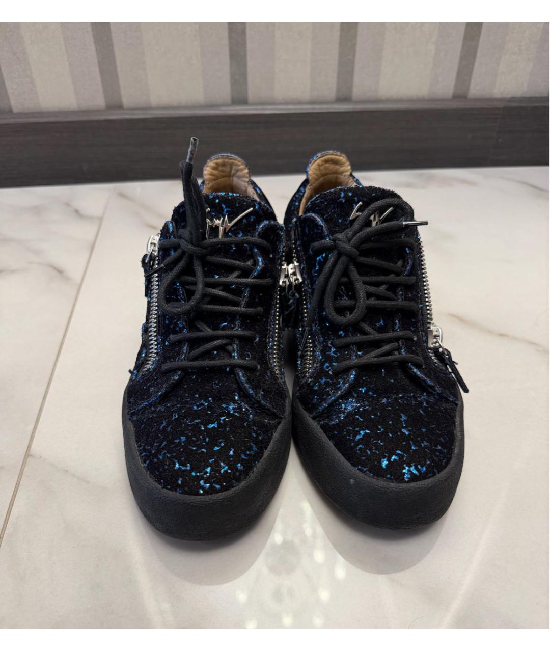 GIUSEPPE ZANOTTI DESIGN Черные бархатные кеды, фото 2