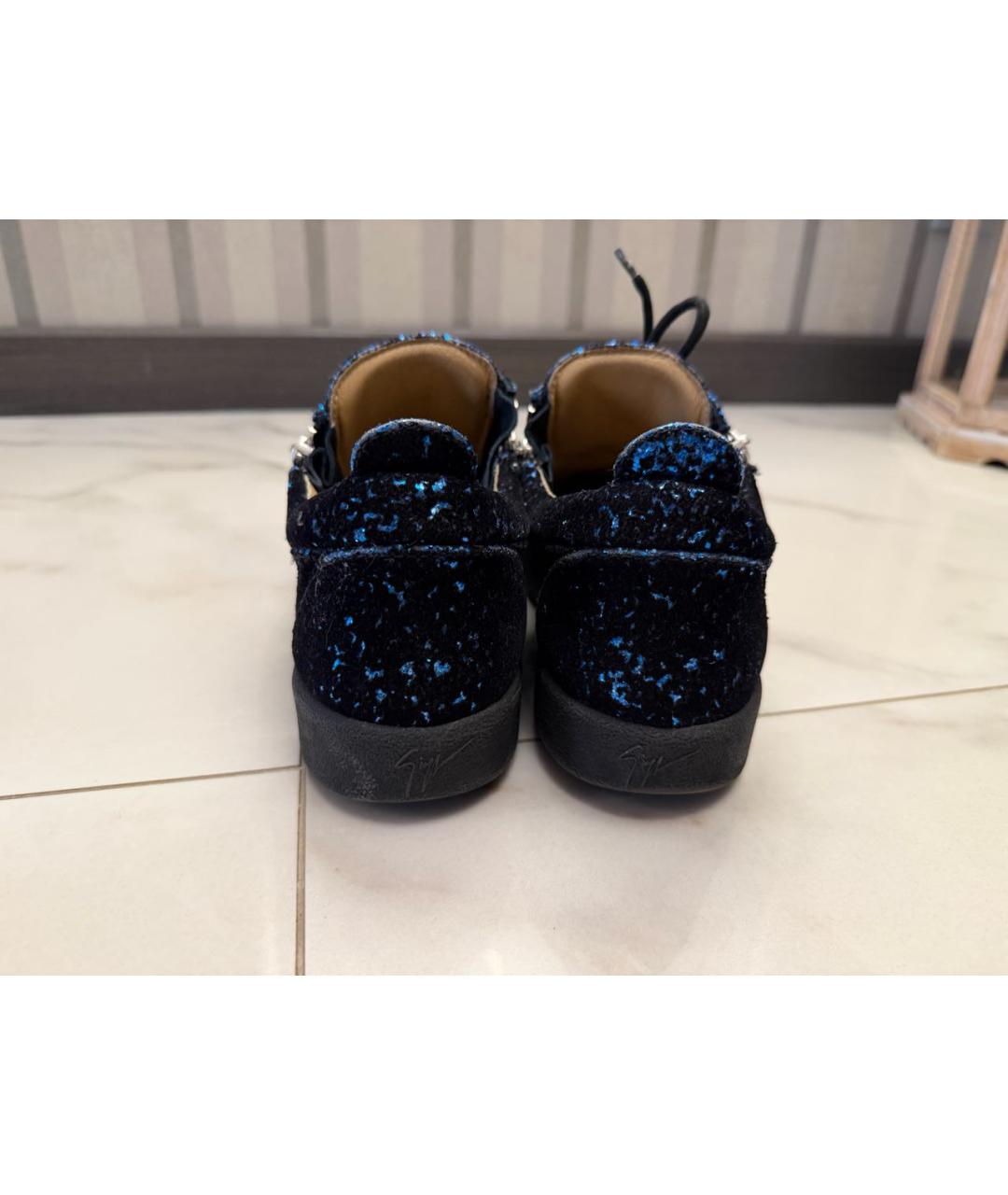 GIUSEPPE ZANOTTI DESIGN Черные бархатные кеды, фото 4