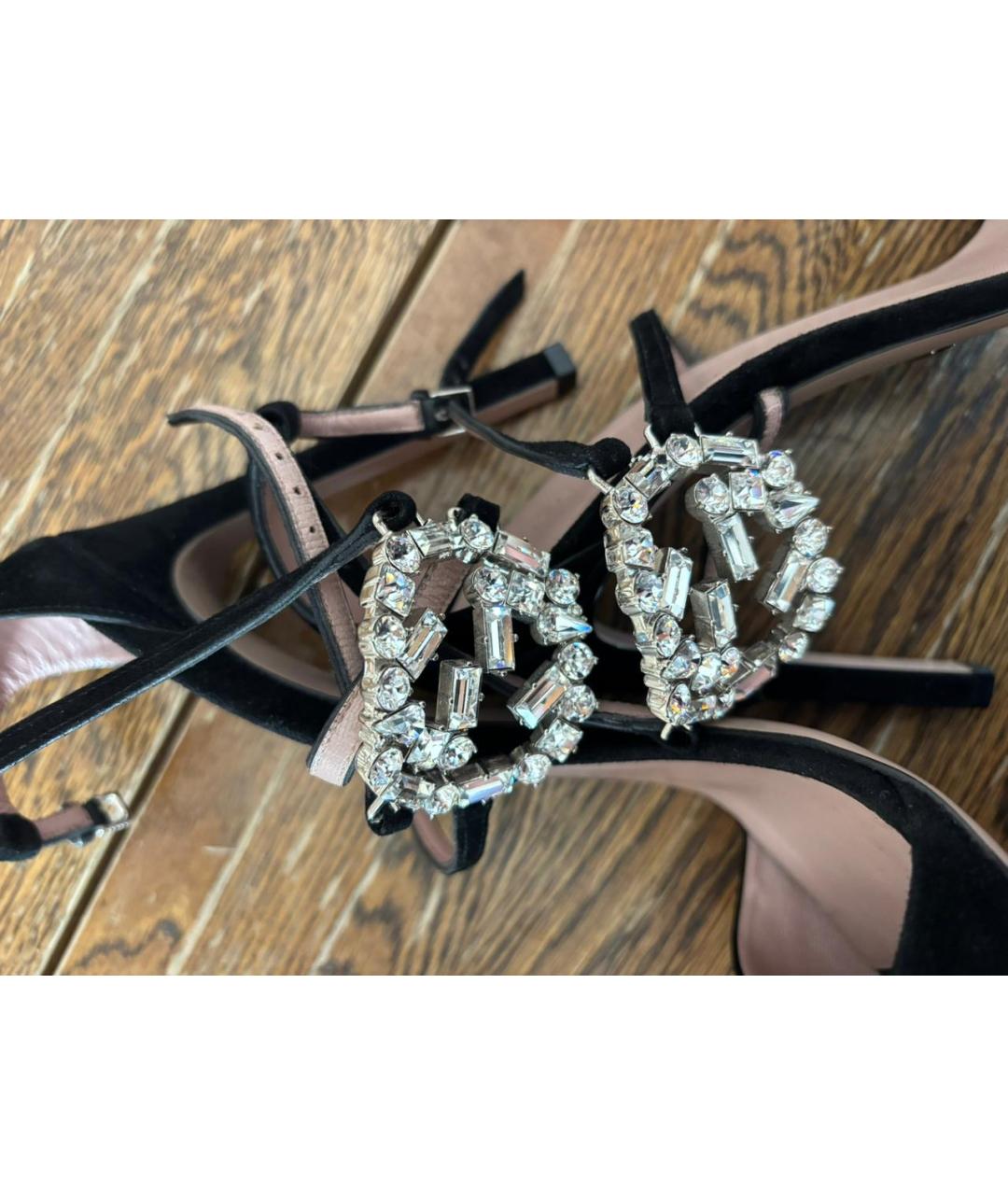 GUCCI Черные замшевые босоножки, фото 4