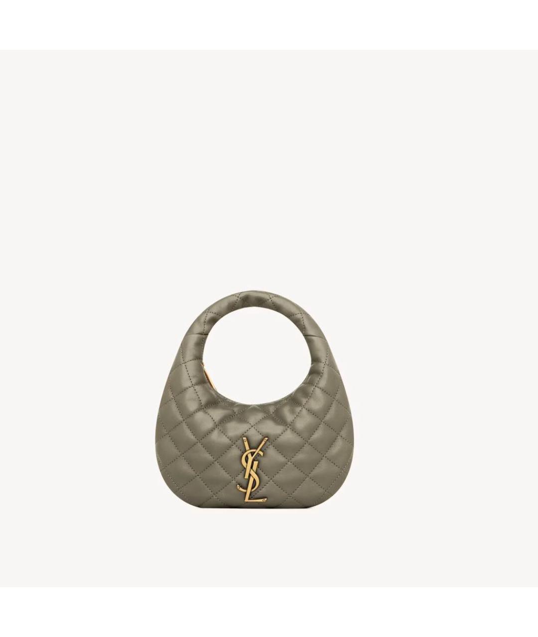 SAINT LAURENT Зеленая кожаная сумка через плечо, фото 2