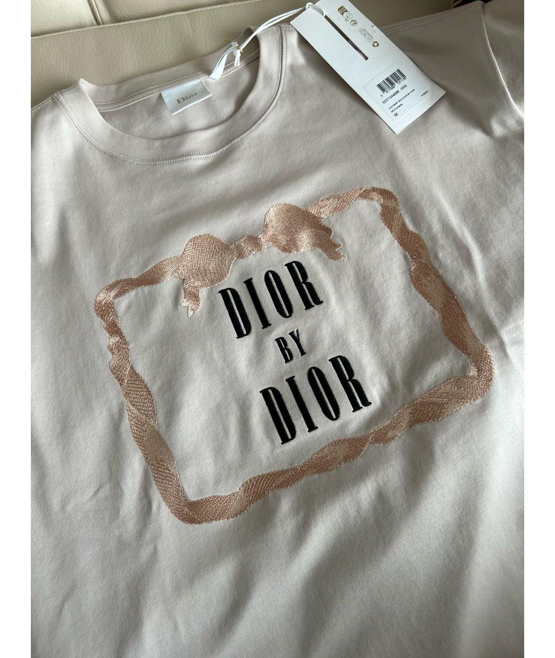 CHRISTIAN DIOR Бежевая хлопковая футболка, фото 7