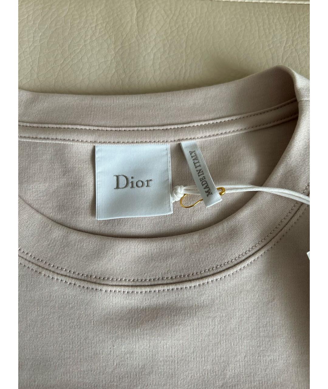 CHRISTIAN DIOR Бежевая хлопковая футболка, фото 6