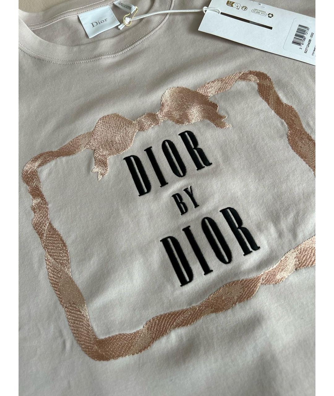 CHRISTIAN DIOR Бежевая хлопковая футболка, фото 4
