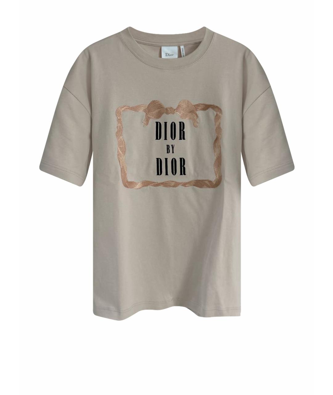 CHRISTIAN DIOR Бежевая хлопковая футболка, фото 1