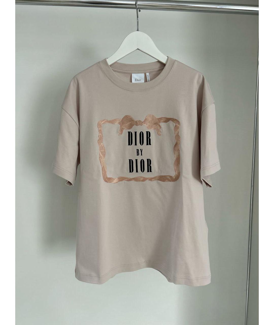 CHRISTIAN DIOR Бежевая хлопковая футболка, фото 8