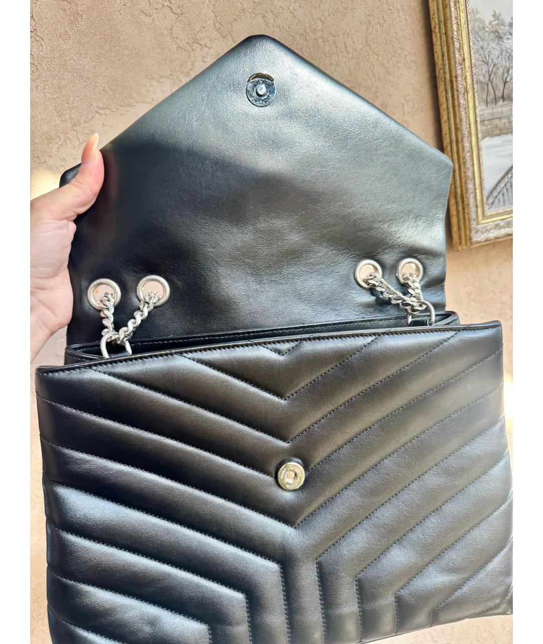 SAINT LAURENT Черная кожаная сумка через плечо, фото 5