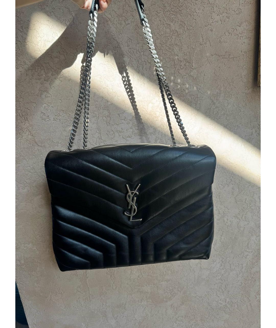 SAINT LAURENT Черная кожаная сумка через плечо, фото 2