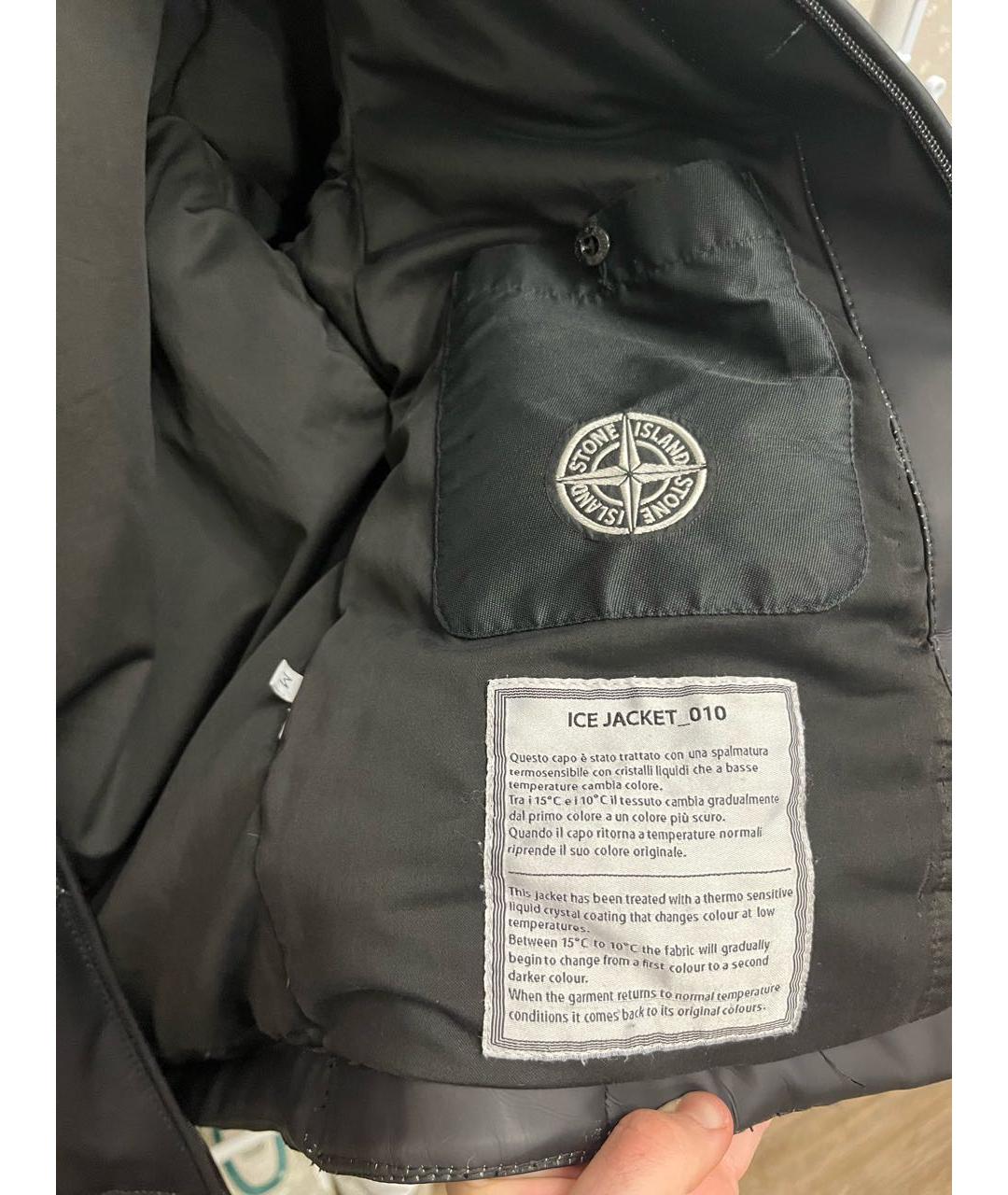 STONE ISLAND Черная куртка из экзотической кожи, фото 3