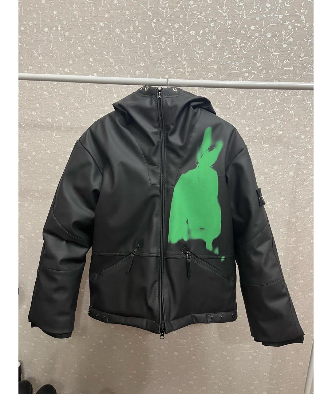 STONE ISLAND Черная куртка из экзотической кожи, фото 5