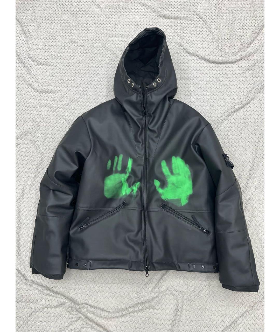 STONE ISLAND Черная куртка из экзотической кожи, фото 2