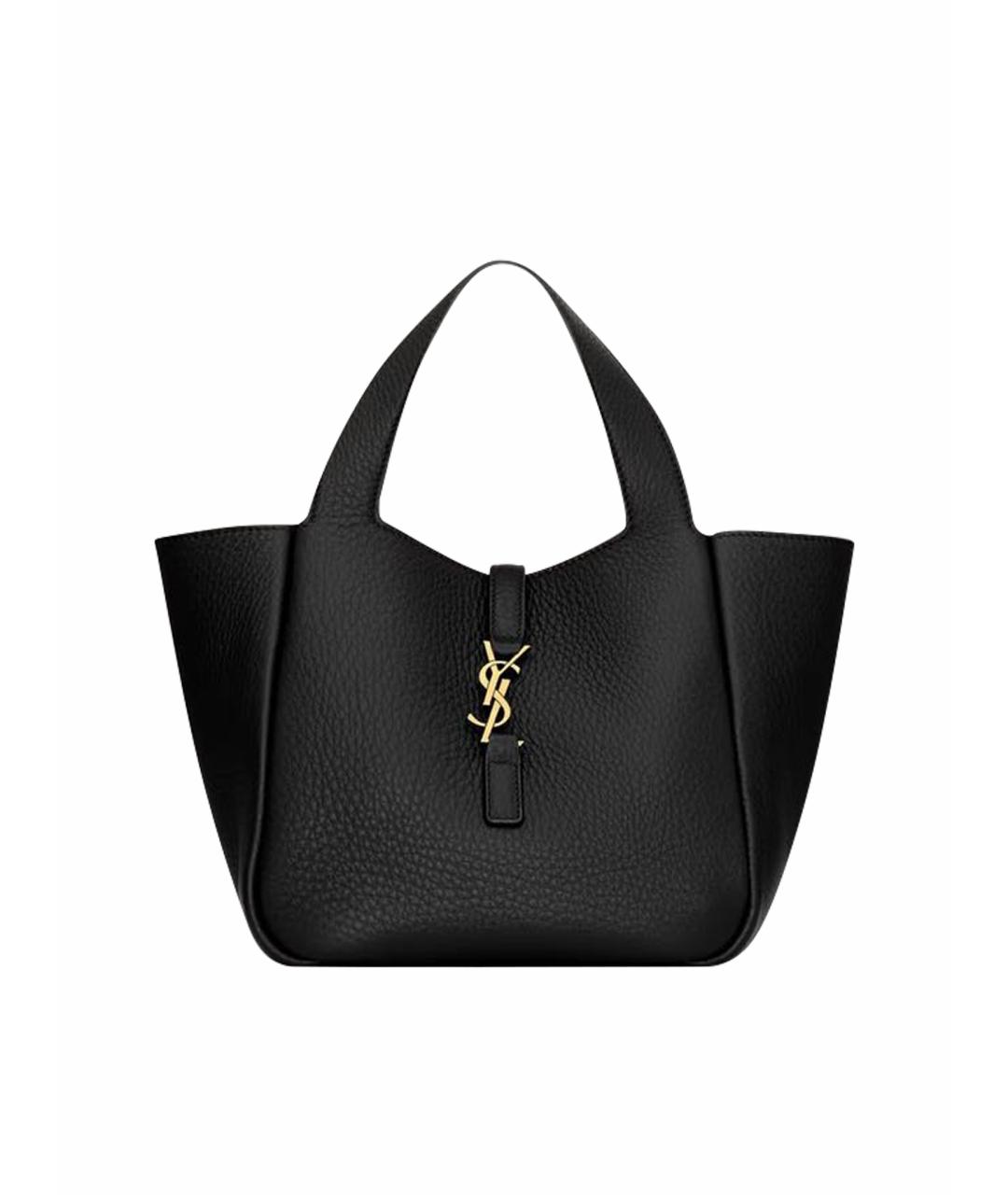 SAINT LAURENT Черная кожаная сумка тоут, фото 1