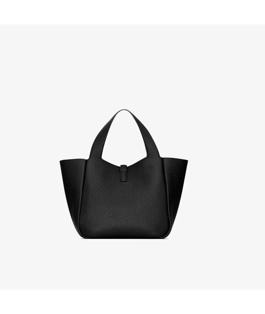 SAINT LAURENT Черная кожаная сумка тоут, фото 3