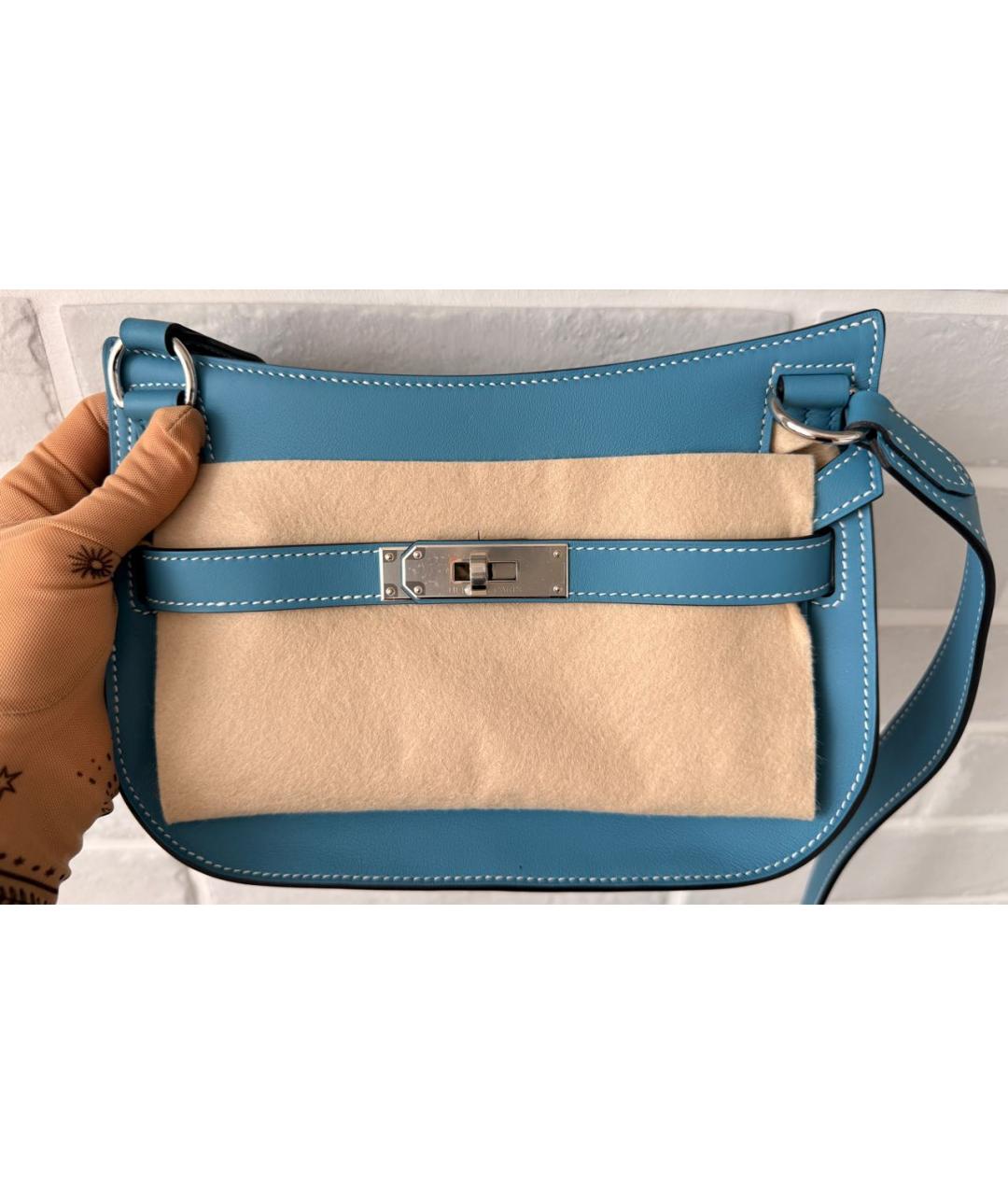 HERMES Голубая кожаная сумка через плечо, фото 6