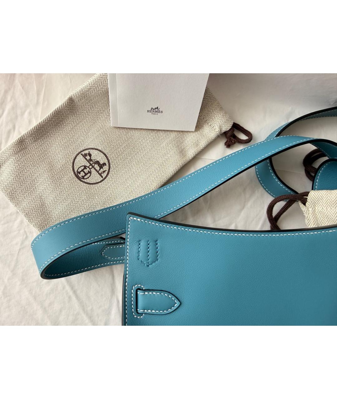 HERMES Голубая кожаная сумка через плечо, фото 4