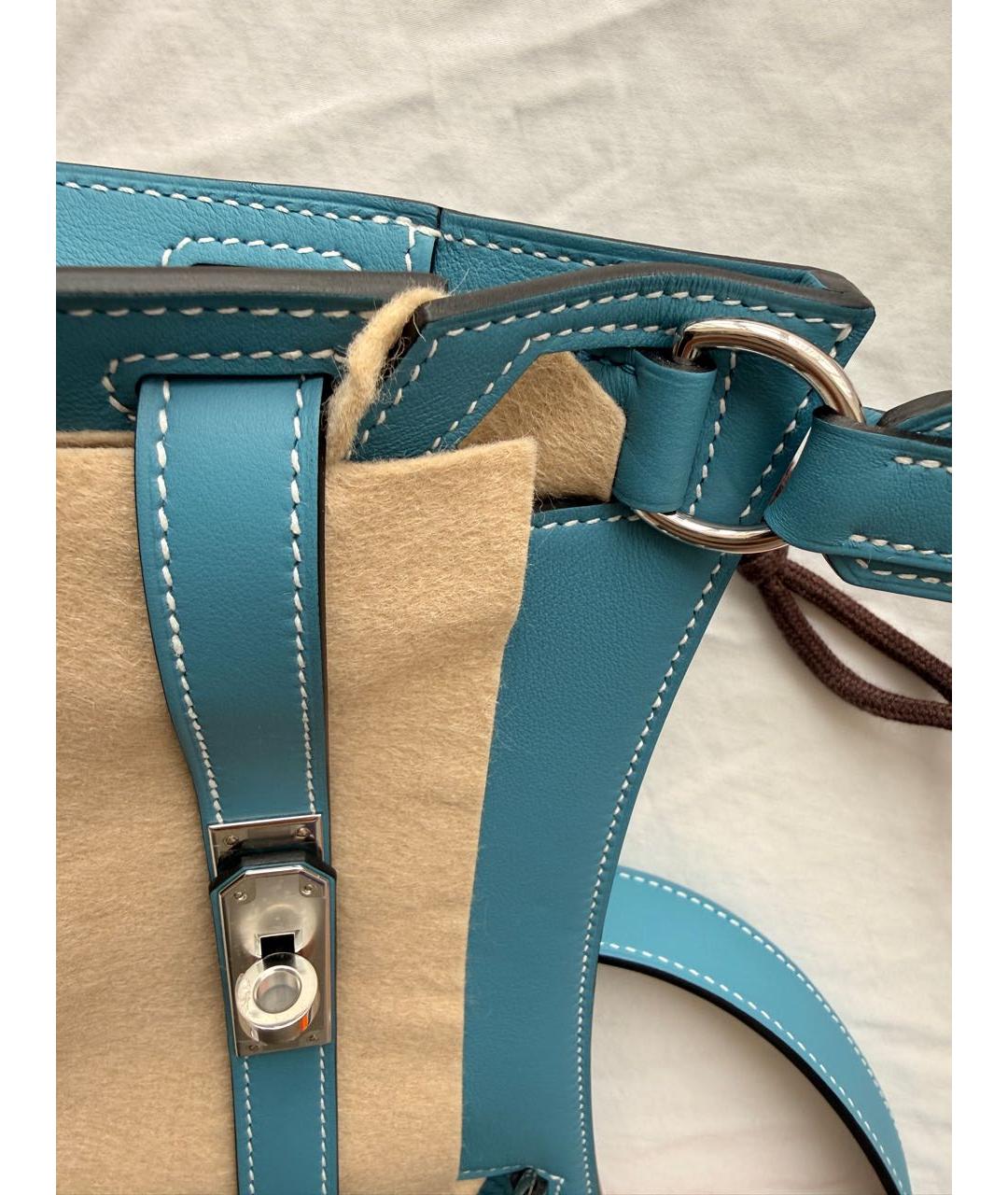 HERMES Голубая кожаная сумка через плечо, фото 3