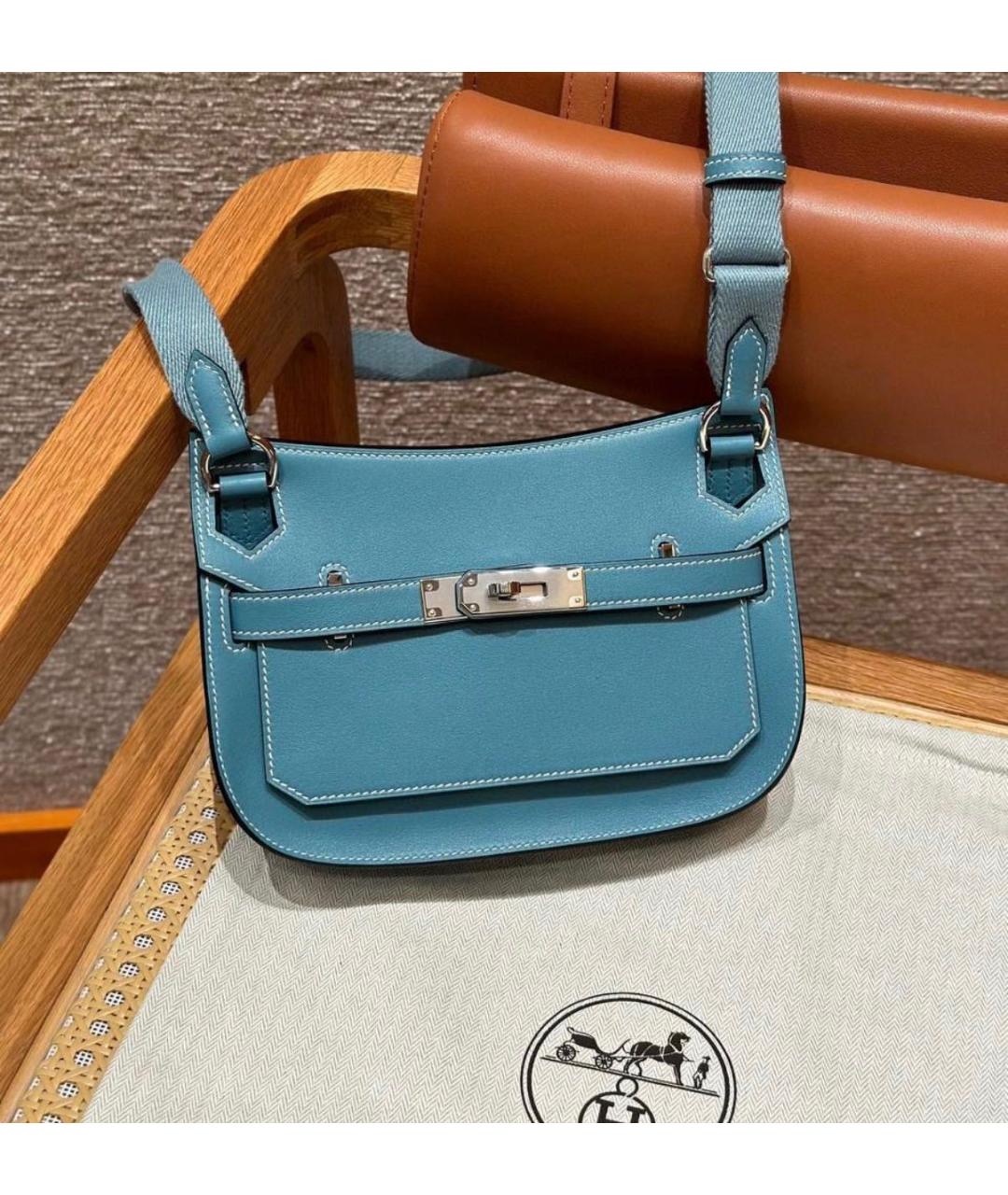 HERMES Голубая кожаная сумка через плечо, фото 7