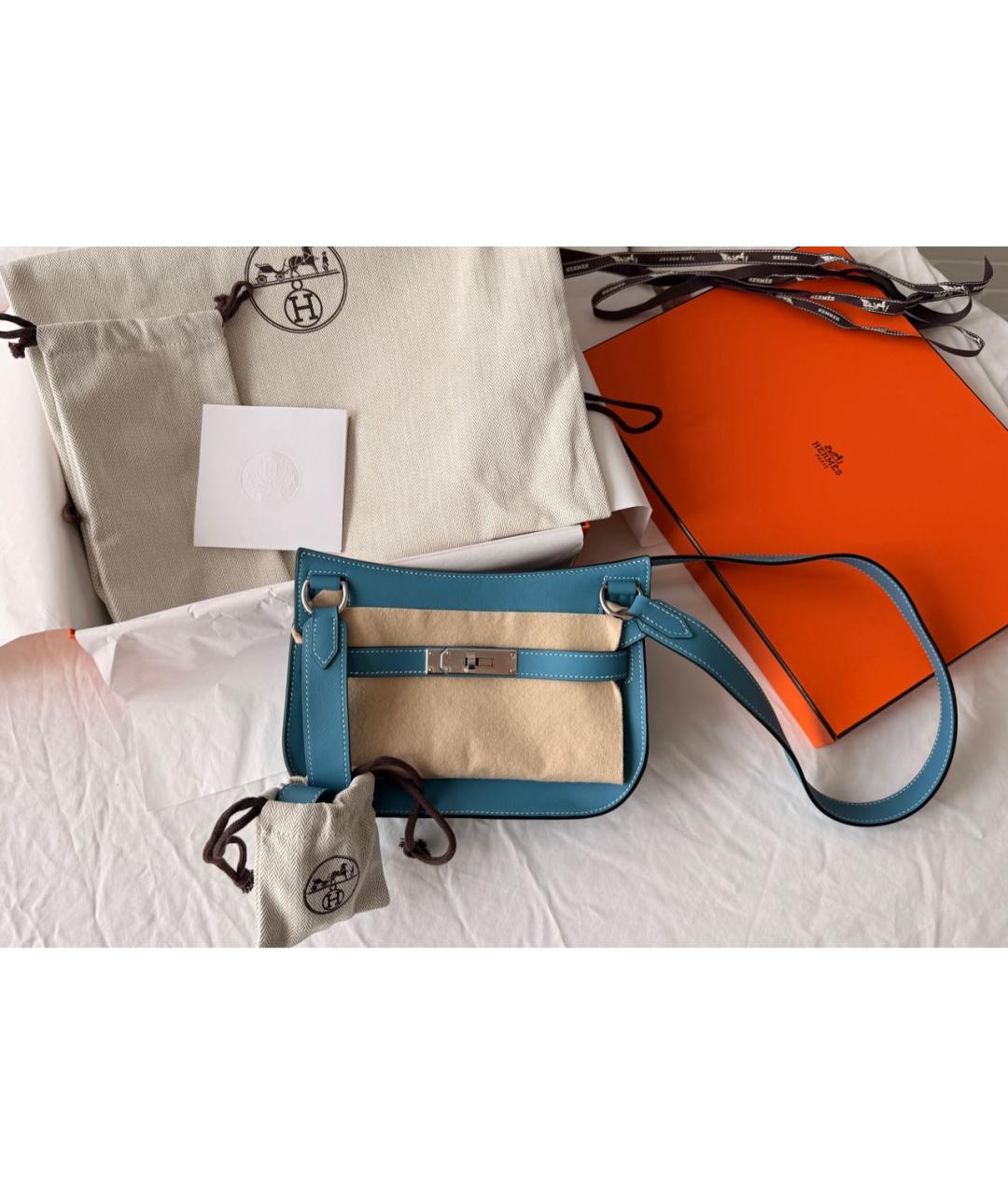 HERMES Голубая кожаная сумка через плечо, фото 2