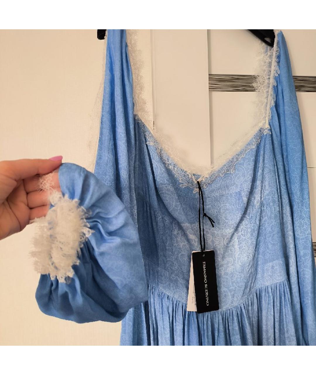 ERMANNO SCERVINO Голубое вискозное коктейльное платье, фото 3