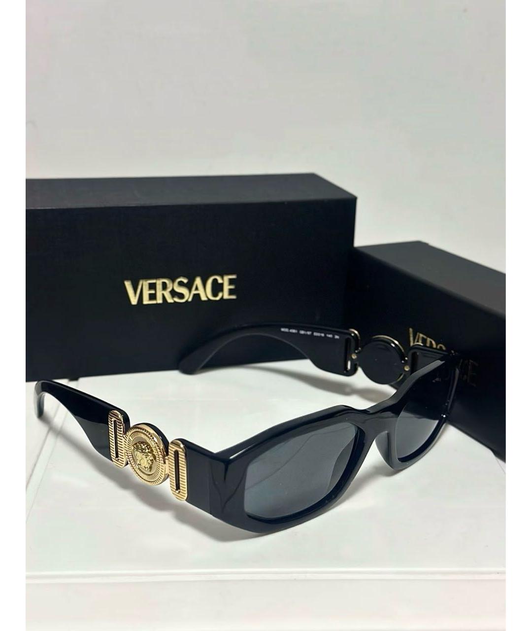 VERSACE Черные пластиковые солнцезащитные очки, фото 4