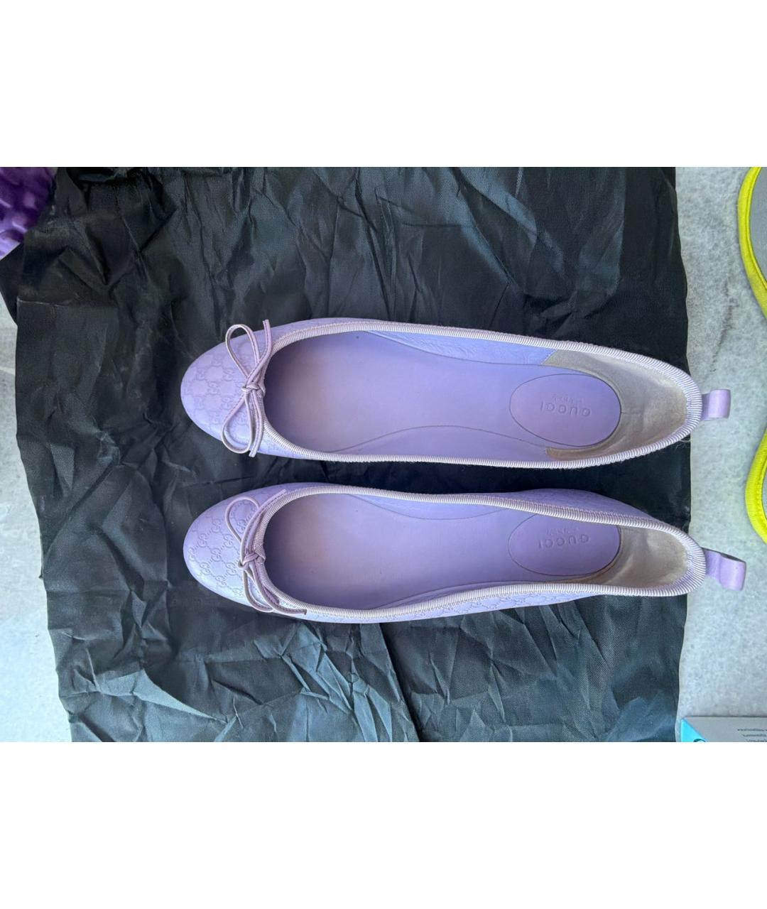 GUCCI Фиолетовые кожаные балетки, фото 3