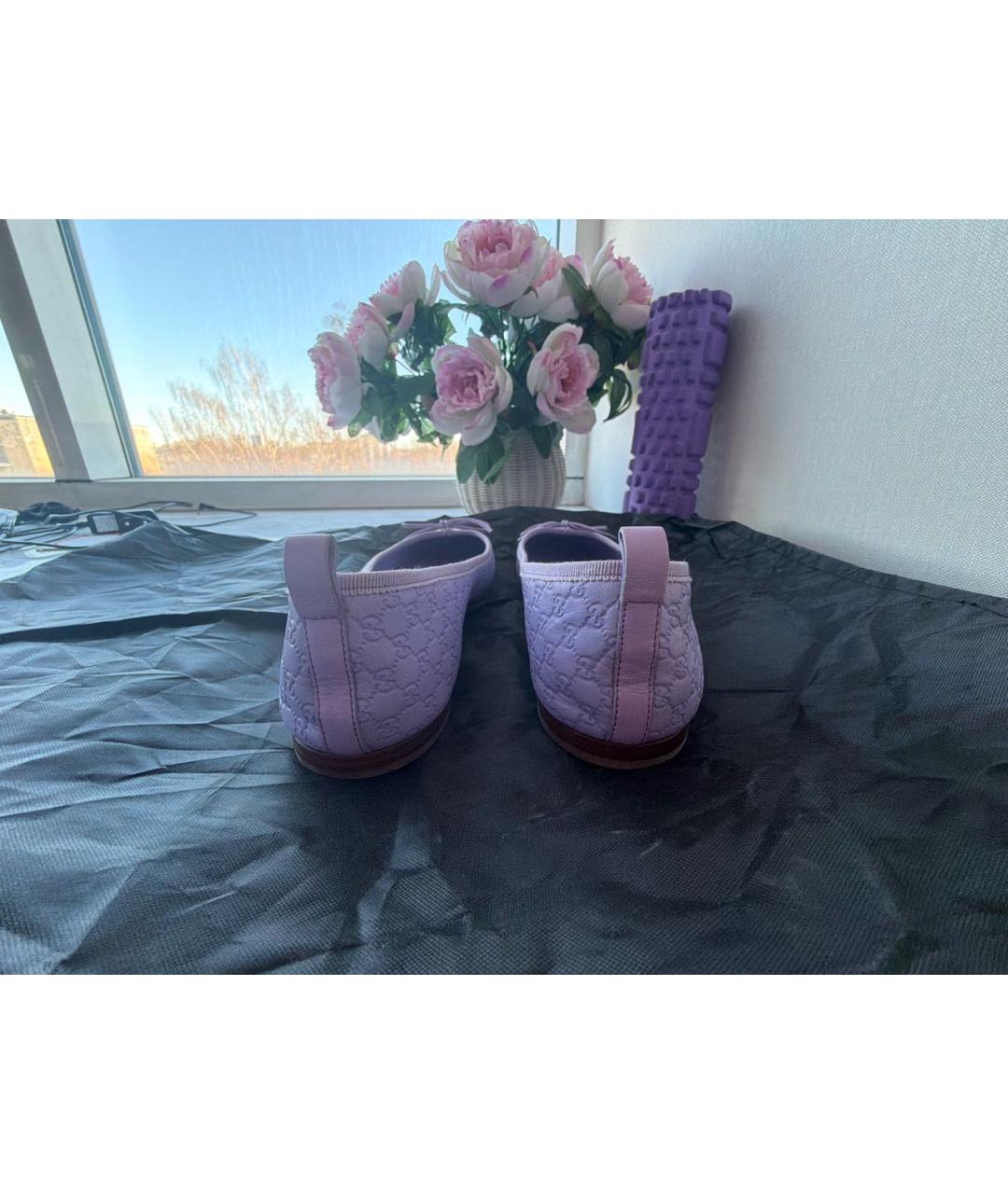 GUCCI Фиолетовые кожаные балетки, фото 4