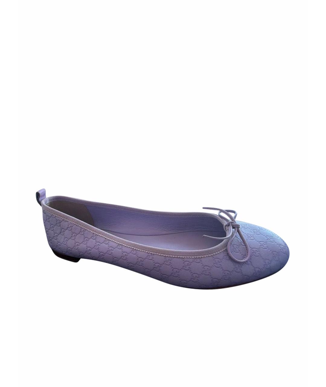 GUCCI Фиолетовые кожаные балетки, фото 1