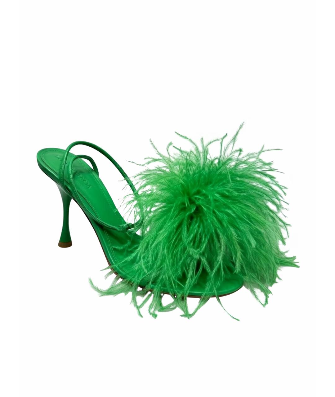 BOTTEGA VENETA Зеленые кожаные босоножки, фото 1