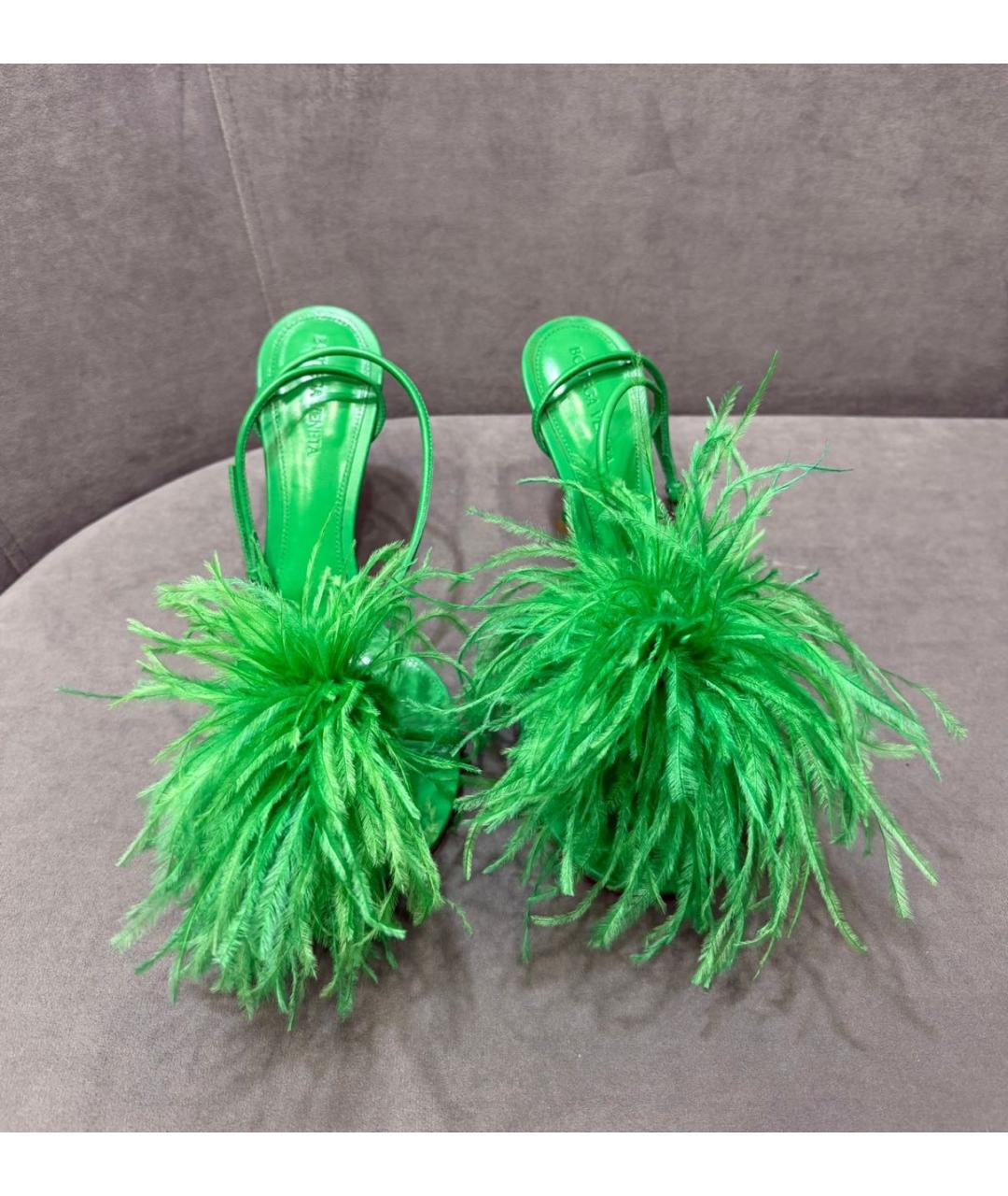 BOTTEGA VENETA Зеленые кожаные босоножки, фото 2