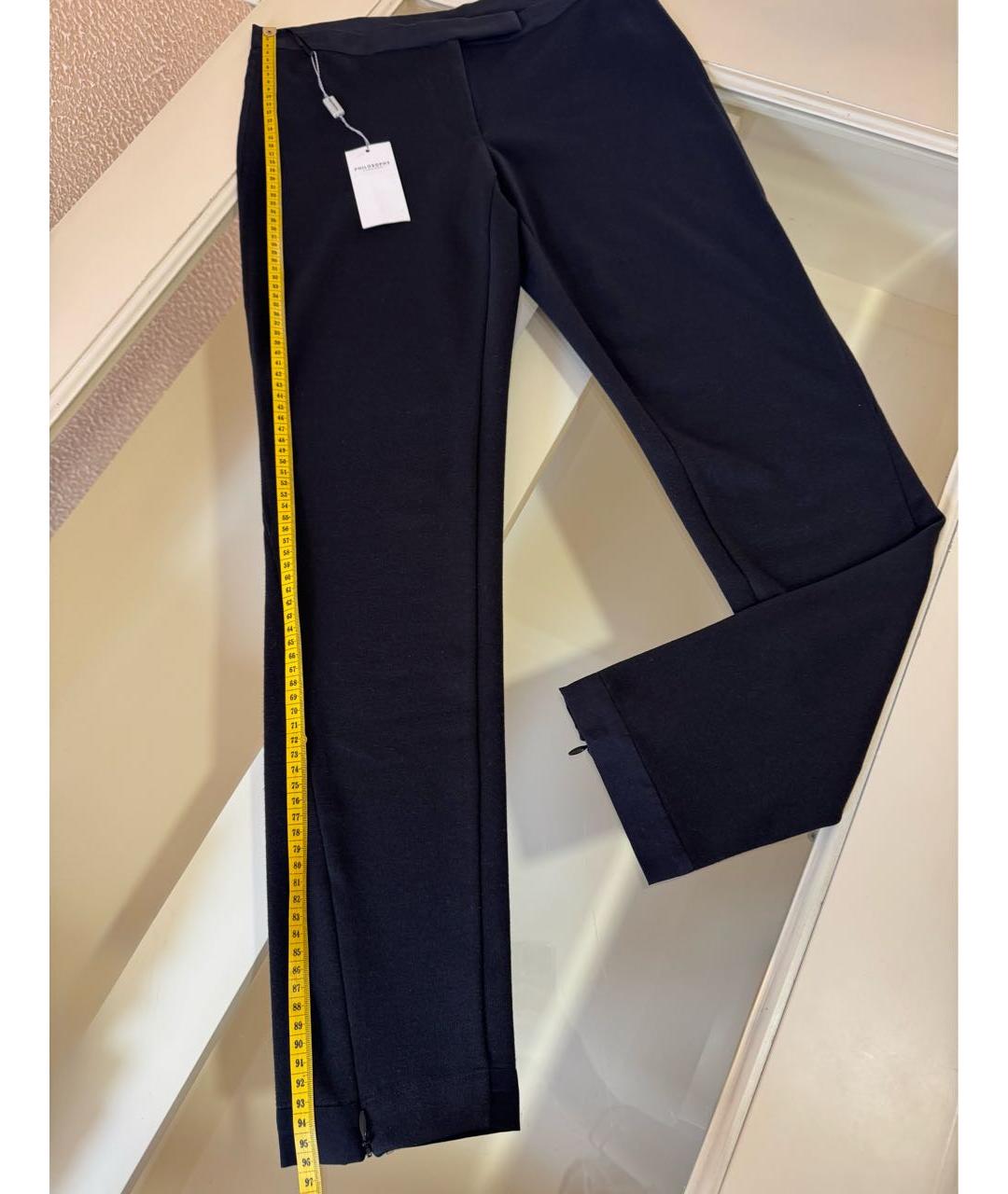 PHILOSOPHY Черные полиэстеровые брюки узкие, фото 8