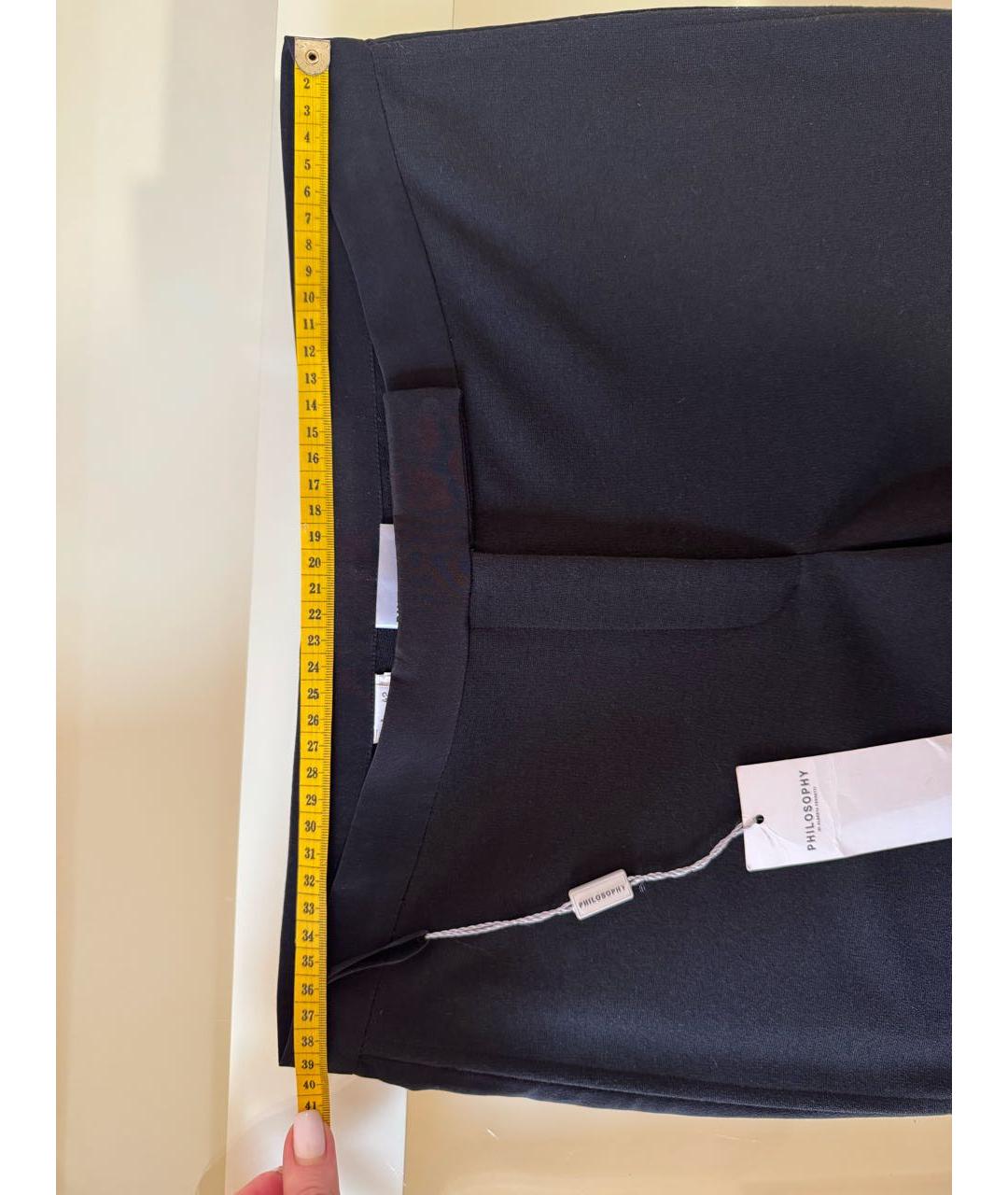 PHILOSOPHY Черные полиэстеровые брюки узкие, фото 6
