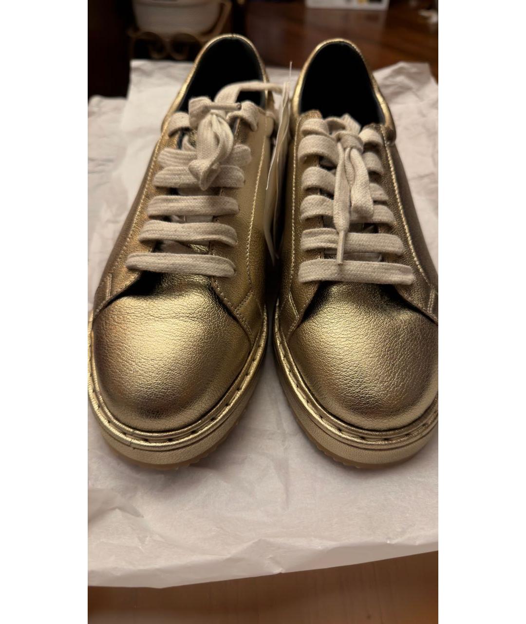 BRUNELLO CUCINELLI Золотые кожаные кеды, фото 2