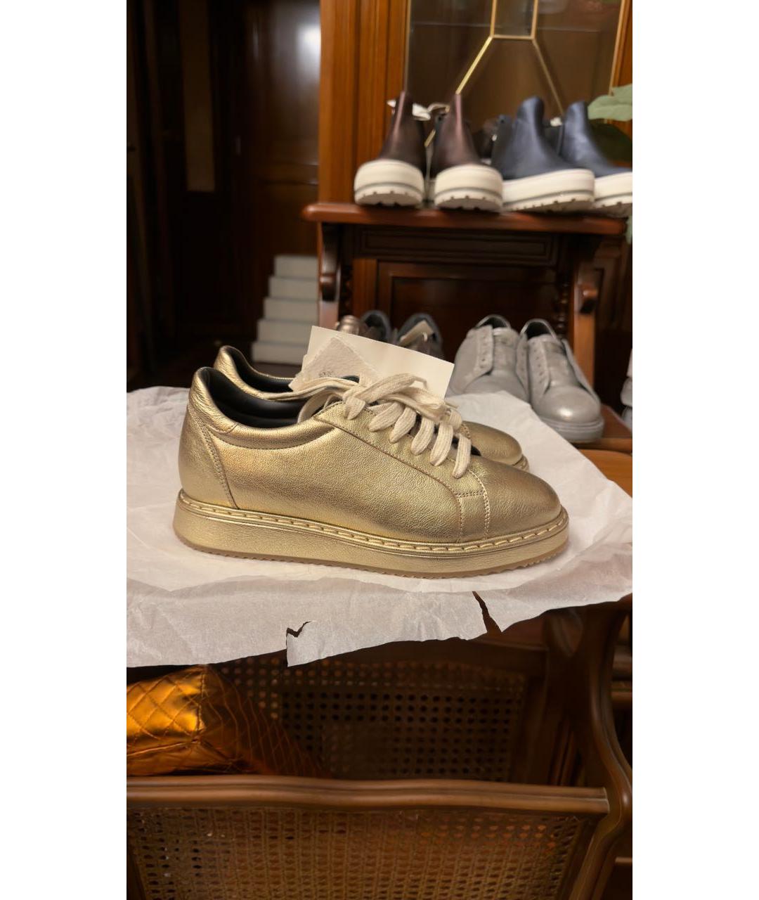 BRUNELLO CUCINELLI Золотые кожаные кеды, фото 7