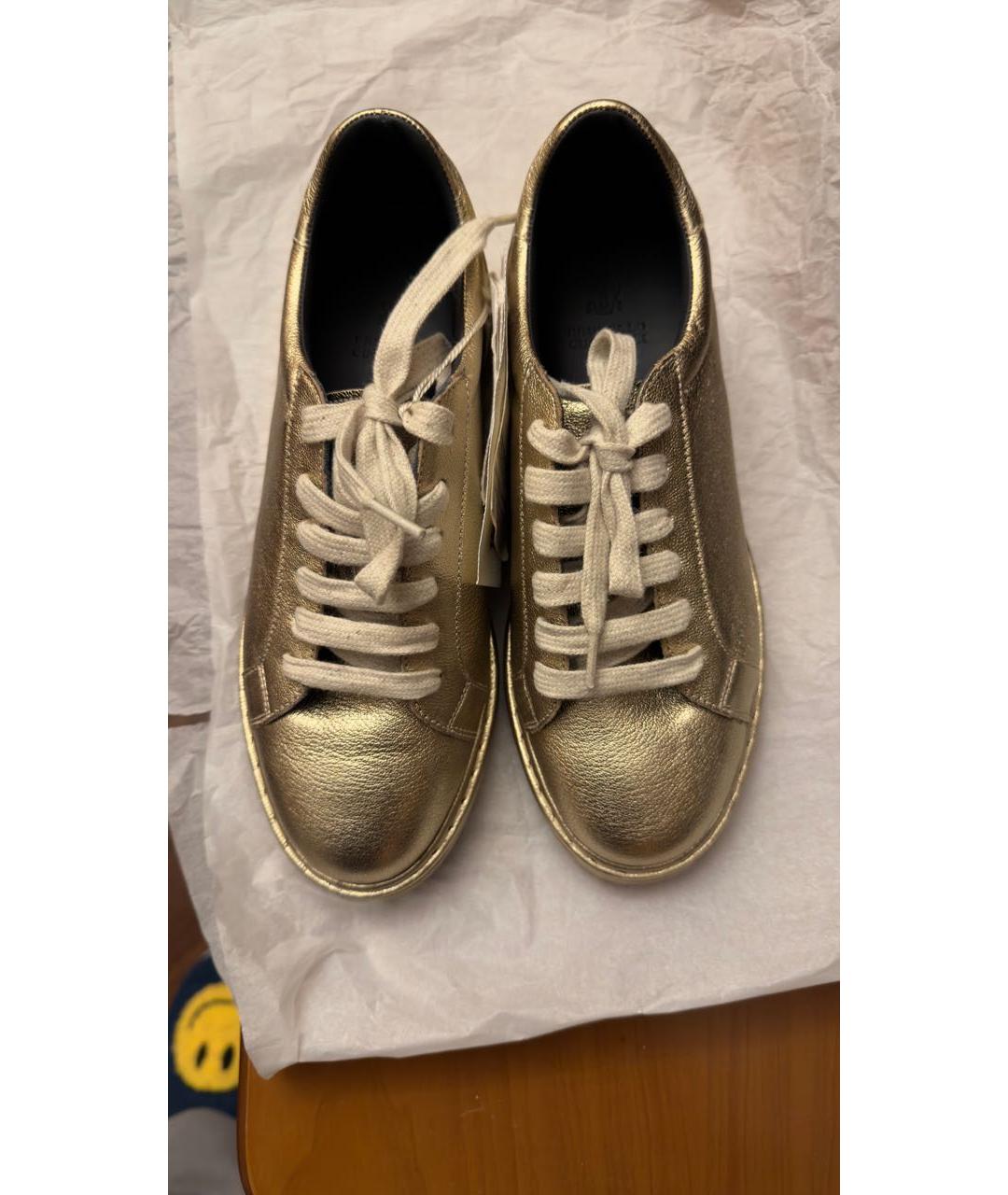 BRUNELLO CUCINELLI Золотые кожаные кеды, фото 3