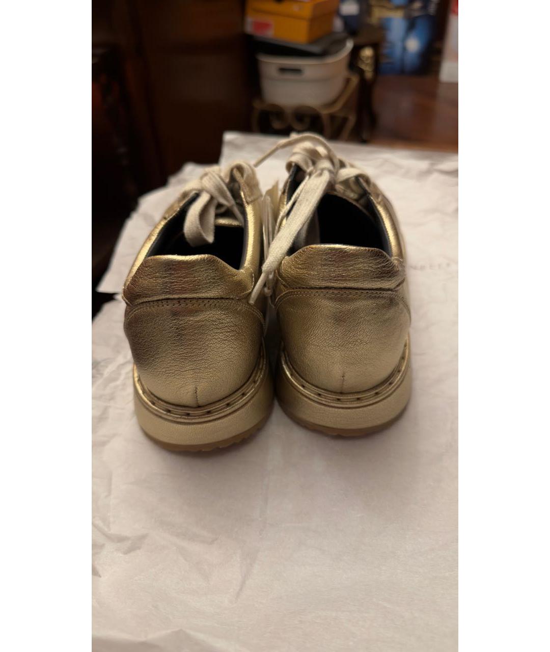 BRUNELLO CUCINELLI Золотые кожаные кеды, фото 4