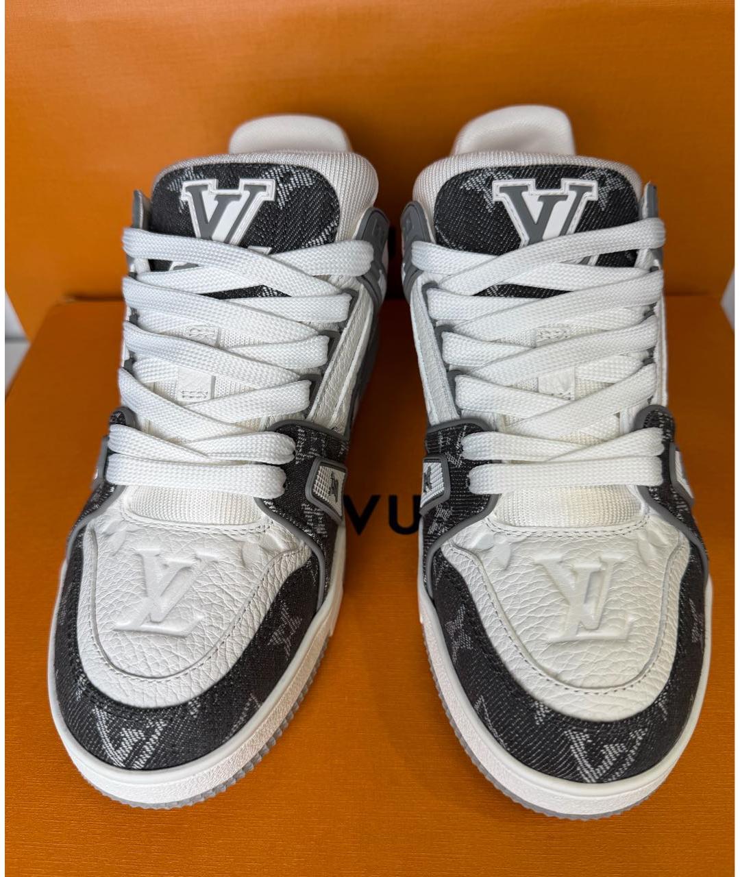 LOUIS VUITTON Серые кожаные кеды, фото 2