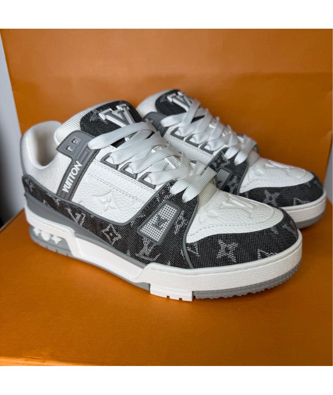 LOUIS VUITTON Серые кожаные кеды, фото 3