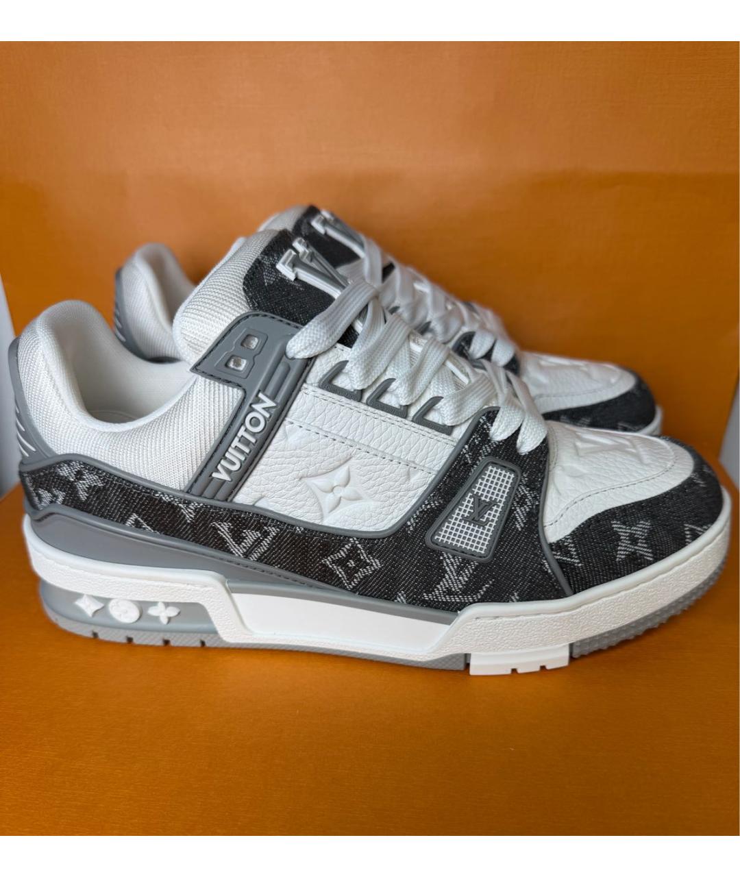 LOUIS VUITTON Серые кожаные кеды, фото 7