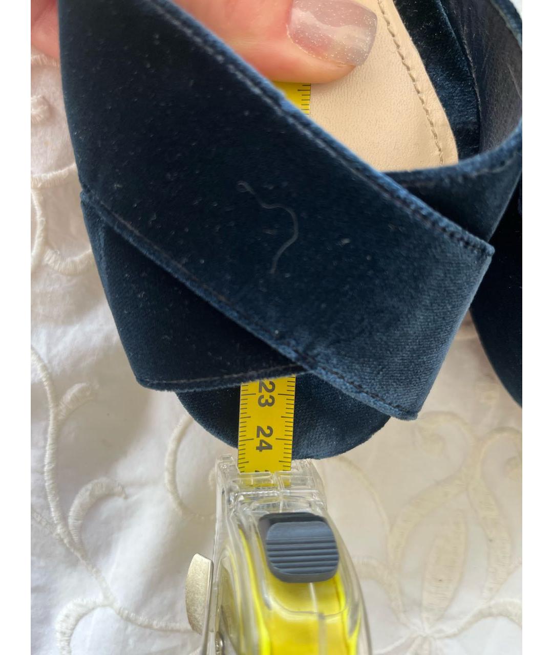PRADA Темно-синие бархатные босоножки, фото 8