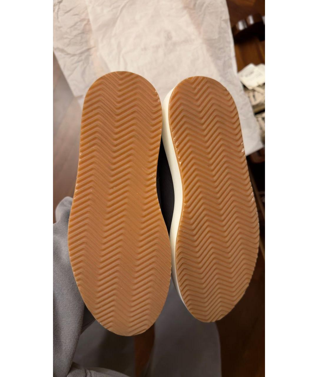 BRUNELLO CUCINELLI Антрацитовые кожаные кеды, фото 5