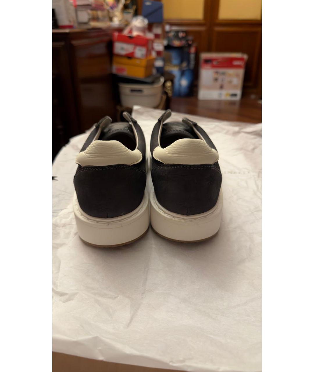 BRUNELLO CUCINELLI Антрацитовые кожаные кеды, фото 4