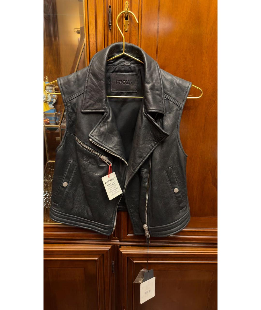 DROME Черный кожаный жилет, фото 9