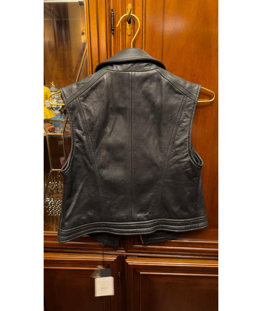 DROME Черный кожаный жилет, фото 2