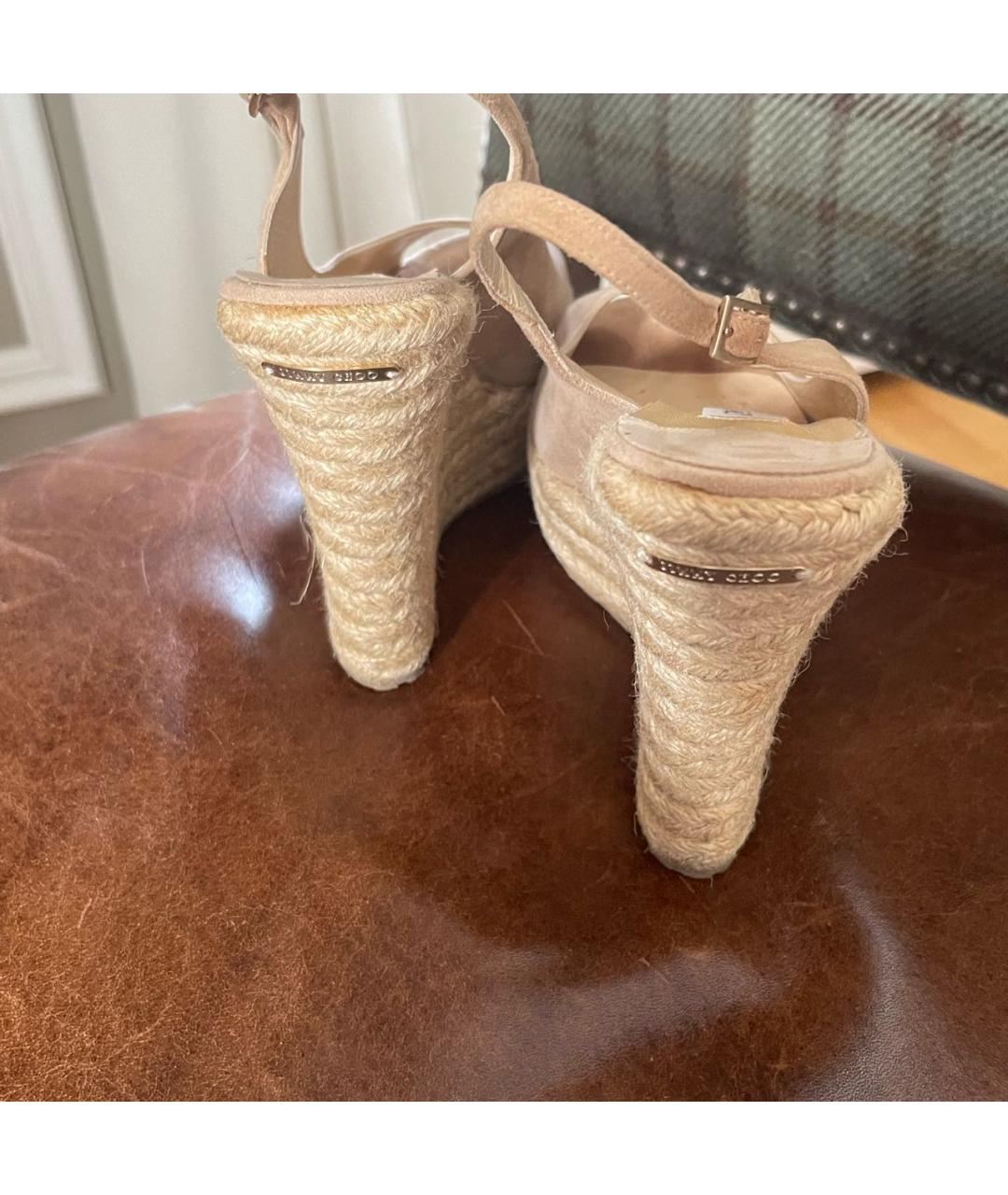 JIMMY CHOO Бежевые замшевые босоножки, фото 4