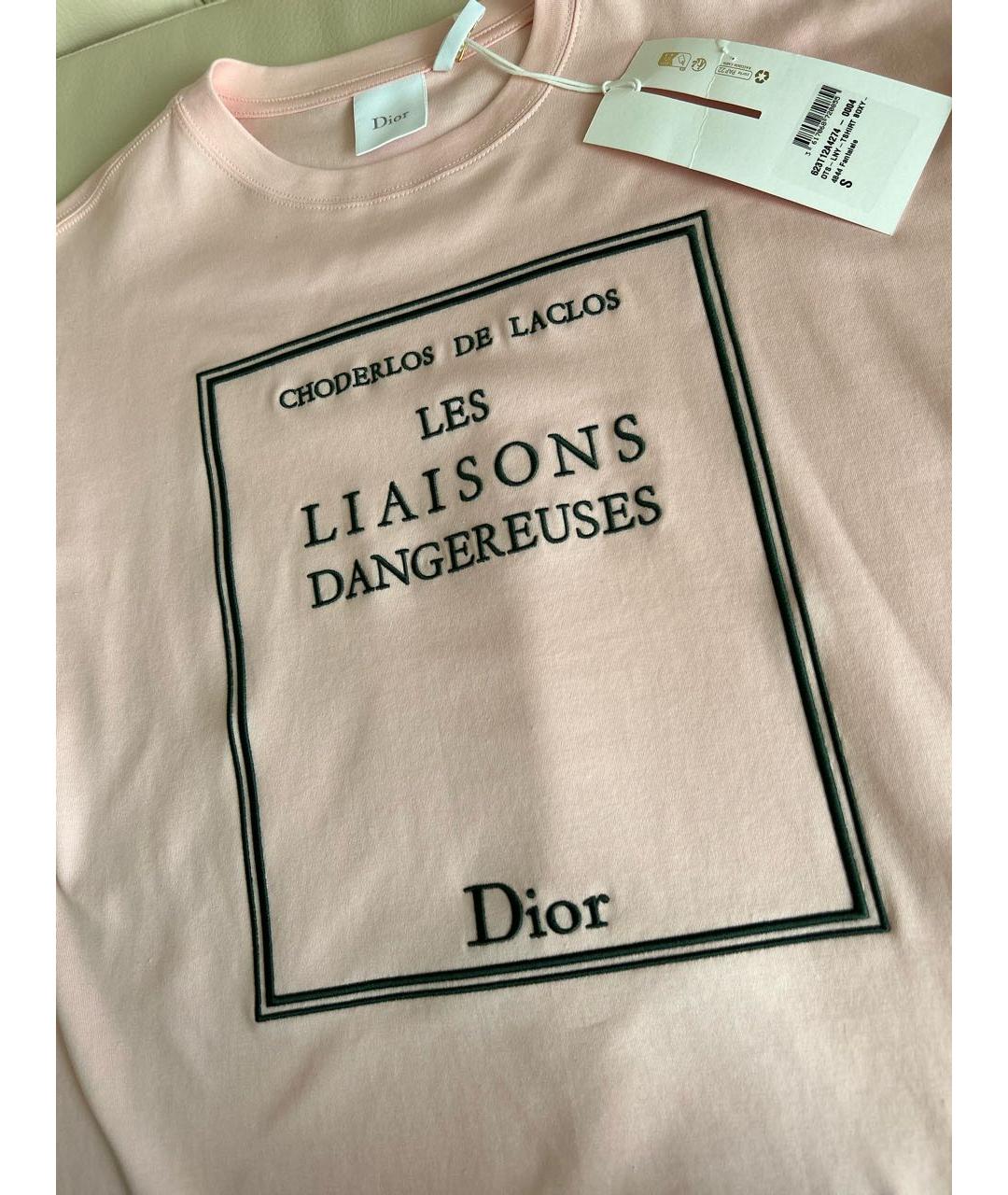 CHRISTIAN DIOR Розовая хлопковая футболка, фото 4