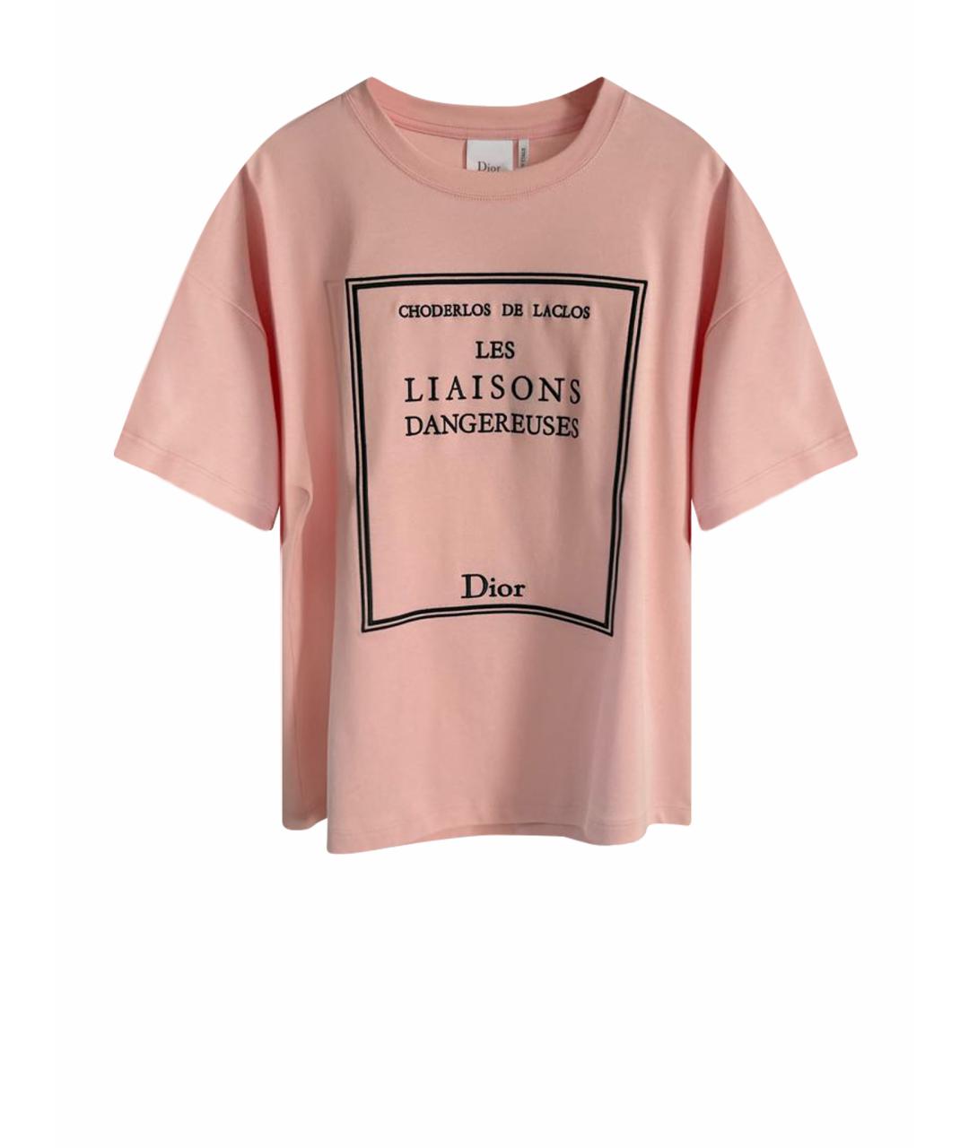 CHRISTIAN DIOR Розовая хлопковая футболка, фото 1
